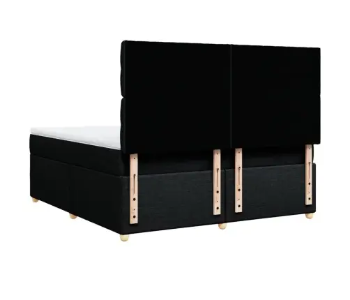 Lova Su Spyruoklėmis Ir Čiužiniu, Juoda, 180X200 cm Audinys