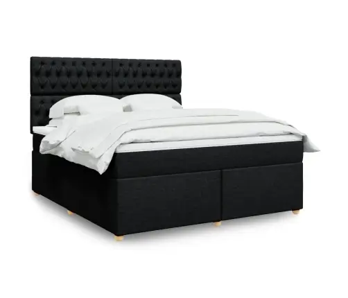 Lova Su Spyruoklėmis Ir Čiužiniu, Juoda, 180X200 cm Audinys