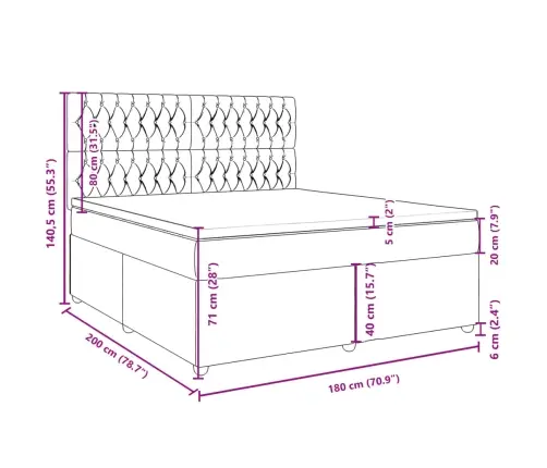 Atsperu Gulta Ar Matraci, Krēmkrāsas, 180X200 Cm, Audums Vidaxl