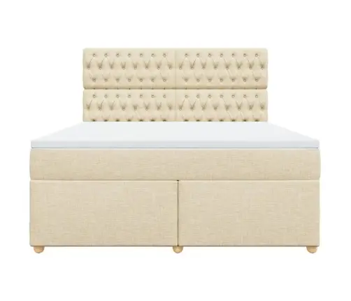 Atsperu Gulta Ar Matraci, Krēmkrāsas, 180X200 Cm, Audums Vidaxl