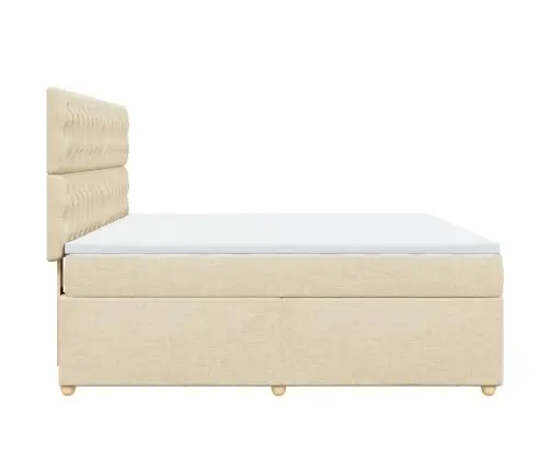 Atsperu Gulta Ar Matraci, Krēmkrāsas, 180X200 Cm, Audums Vidaxl