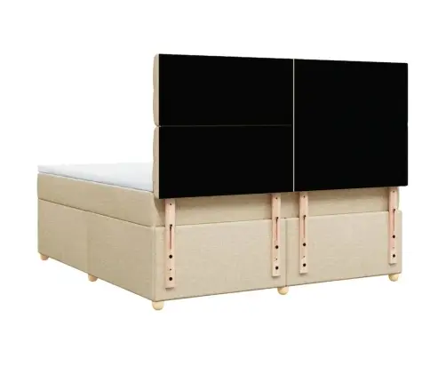 Atsperu Gulta Ar Matraci, Krēmkrāsas, 180X200 Cm, Audums Vidaxl