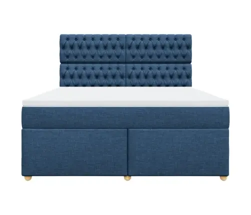 Atsperu Gulta Ar Matraci, Zils, 180X200 Cm, Audums Vidaxl