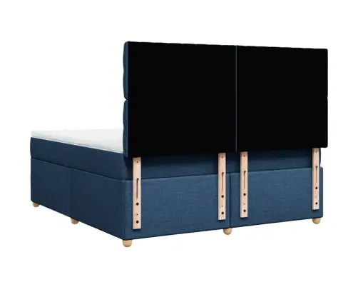 Atsperu Gulta Ar Matraci, Zils, 180X200 Cm, Audums Vidaxl