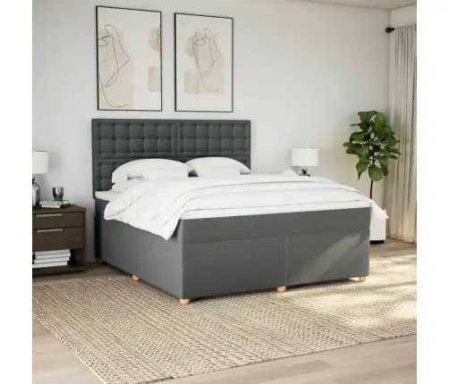 Atsperu Gulta Ar Matraci, Tumši Pelēks, 180X200 Cm, Audums Vidaxl