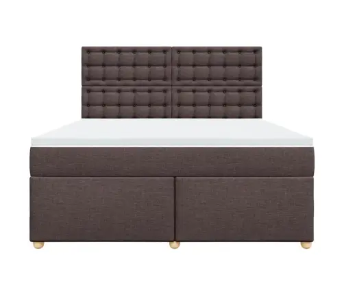 Atsperu Gulta Ar Matraci, Tumši Brūns, 180X200 Cm, Audums Vidaxl