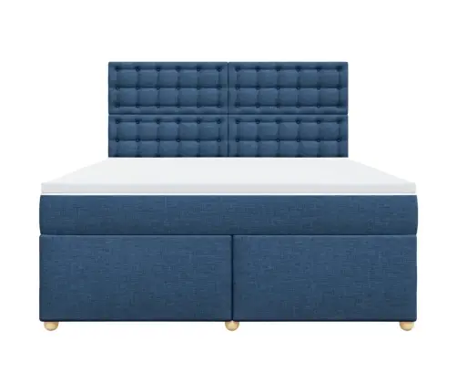 Atsperu Gulta Ar Matraci, Zils, 180X200 Cm, Audums Vidaxl