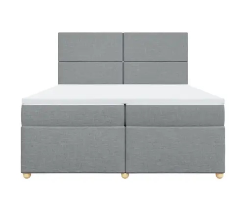 Atsperu Gulta Ar Matraci, Gaiši Pelēka Audums, 200X200Cm Vidaxl