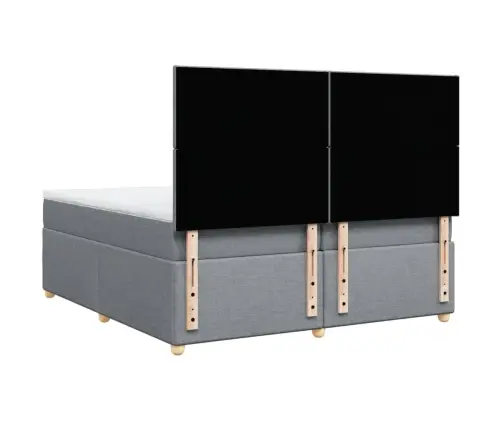 Atsperu Gulta Ar Matraci, Gaiši Pelēka Audums, 200X200Cm Vidaxl