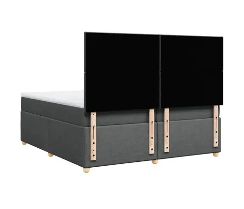 Atsperu Gulta Ar Matraci, Tumši Pelēka Audums, 200X200Cm Vidaxl