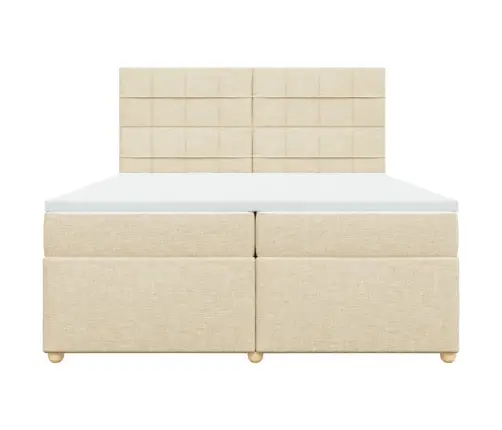 Atsperu Gultas Rāmis Ar Matraci, Krēmkrāsas Audums, 200X200 Cm Vidaxl