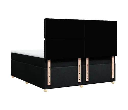 Atsperu Gultas Rāmis Ar Matraci, Melna Audums, 200X200 Cm Vidaxl