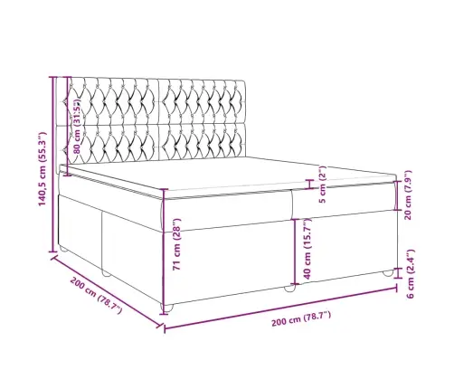 Atsperu Gultas Rāmis Ar Matraci, Zils Audums, 200X200 Cm Vidaxl
