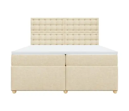 Lova Su Spyruoklėmis Ir Čiužiniu, Kreminė, 200X200 cm Audinys