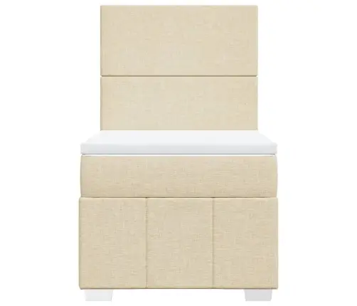 Lova Su Spyruoklėmis Ir Čiužiniu, Kreminė, 80X200cm Audinys