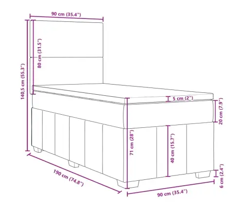 Lova Su Spyruoklėmis Ir Čiužiniu,Tamsiai Pilka,90X190cmAudinys
