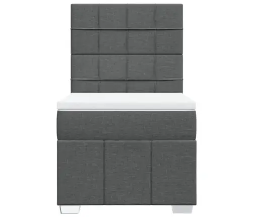 Atsperu Gulta Ar Matraci, Tumši Pelēka, 90X190 Cm, Audums Vidaxl