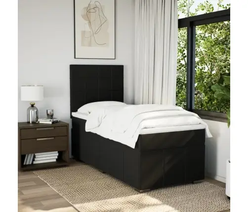 Atsperu Gulta Ar Matraci, Melna, 90X190 Cm, Audums Vidaxl