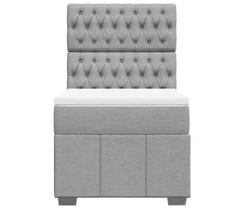 Atsperu Gulta Ar Matraci, Gaiši Pelēka, 90X190 Cm, Audums Vidaxl