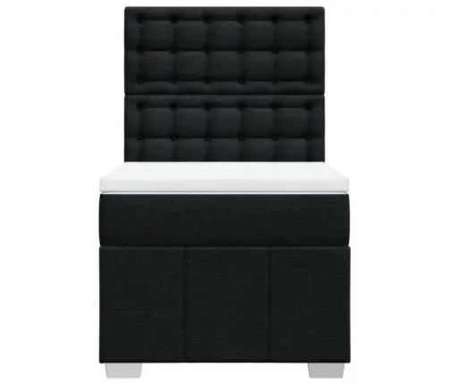 Lova Su Spyruoklėmis Ir Čiužiniu, Juoda, 90X190 cm Audinys