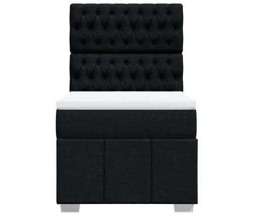 Atsperu Gultas Rāmis Ar Matraci, Melna, 90X200 Cm, Audums Vidaxl