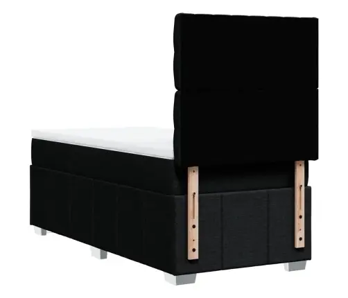 Atsperu Gultas Rāmis Ar Matraci, Melna, 90X200 Cm, Audums Vidaxl