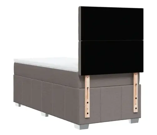 Atsperu Gultas Rāmis Ar Matraci, Pelēkbrūns, 90X200 Cm, Audums Vidaxl