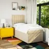 Atsperu Gultas Rāmis Ar Matraci, Krēmkrāsas, 90X200 Cm, Audums Vidaxl