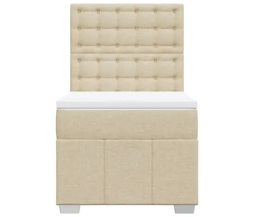 Atsperu Gultas Rāmis Ar Matraci, Krēmkrāsas, 90X200 Cm, Audums Vidaxl