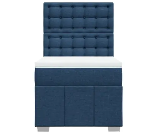 Atsperu Gultas Rāmis Ar Matraci, Zils, 90X200 Cm, Audums Vidaxl
