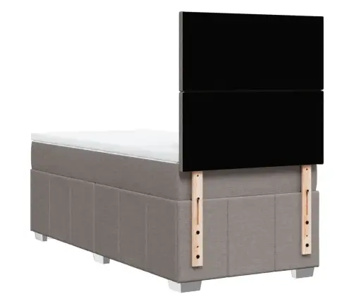 Atsperu Gultas Rāmis Ar Matraci, Pelēkbrūns, 100X200 Cm, Audums Vidaxl