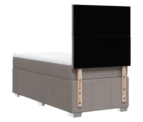 Atsperu Gultas Rāmis Ar Matraci, Pelēkbrūns, 100X200 Cm, Audums Vidaxl