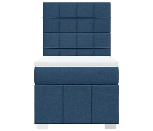 Atsperu Gultas Rāmis Ar Matraci, Zils, 100X200 Cm, Audums Vidaxl