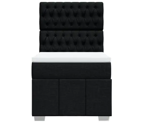 Atsperu Gultas Rāmis Ar Matraci, Melna Audums, 100X200 Cm Vidaxl