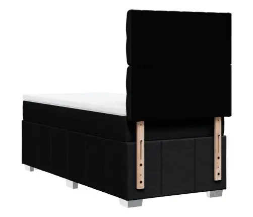 Atsperu Gultas Rāmis Ar Matraci, Melna Audums, 100X200 Cm Vidaxl