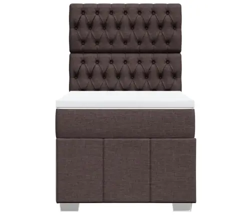 Atsperu Gultas Rāmis Ar Matraci, Tumši Brūna, 100X200Cm, Audums Vidaxl