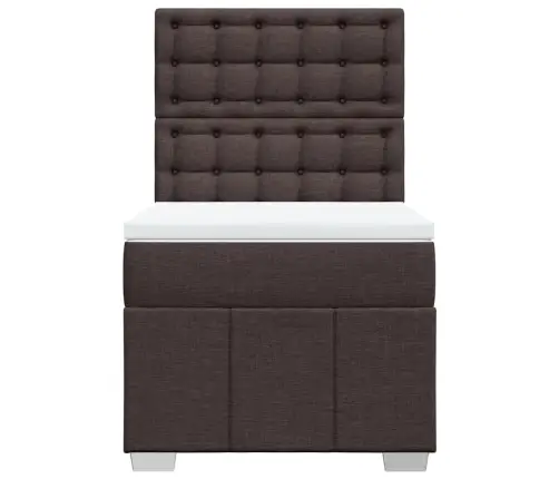 Atsperu Gultas Rāmis Ar Matraci, Tumši Brūna, 100X200Cm, Audums Vidaxl