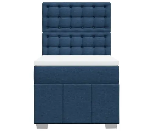 Atsperu Gultas Rāmis Ar Matraci, Zils, 100X200 Cm, Audums Vidaxl