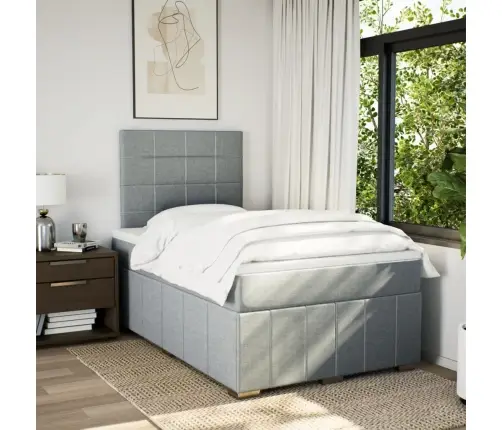 Atsperu Gulta Ar Matraci, Gaiši Pelēka Audums, 120X190 Cm Vidaxl