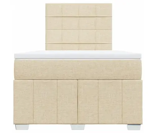 Lova Su Spyruoklėmis Ir Čiužiniu, Kreminė, 120X190cm Audinys