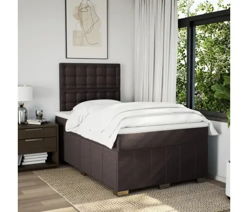 Atsperu Gulta Ar Matraci, Tumši Brūns Audums, 120X190 Cm Vidaxl