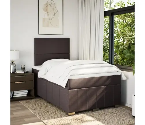 Atsperu Gultas Rāmis Ar Matraci, Tumši Brūna, 120X200Cm, Audums Vidaxl