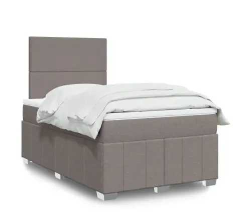 Atsperu Gultas Rāmis Ar Matraci, Pelēkbrūns, 120X200 Cm, Audums Vidaxl