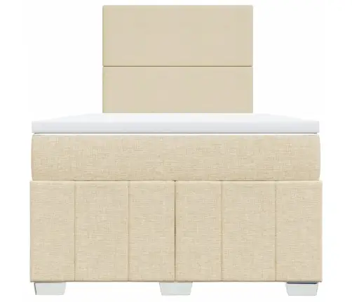 Atsperu Gultas Rāmis Ar Matraci, Krēmkrāsas, 120X200 Cm, Audums Vidaxl