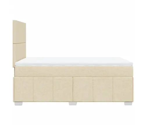 Atsperu Gultas Rāmis Ar Matraci, Krēmkrāsas, 120X200 Cm, Audums Vidaxl