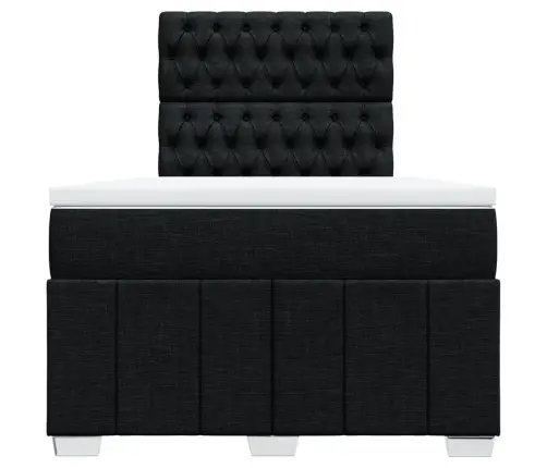Atsperu Gultas Rāmis Ar Matraci, Melna Audums, 120X200 Cm Vidaxl