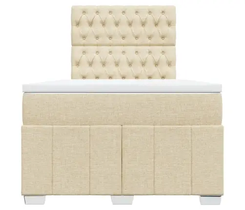 Atsperu Gultas Rāmis Ar Matraci, Krēmkrāsas, 120X200 Cm, Audums Vidaxl