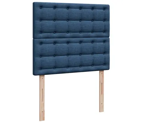 Atsperu Gultas Rāmis Ar Matraci, Zils, 120X200 Cm, Audums Vidaxl