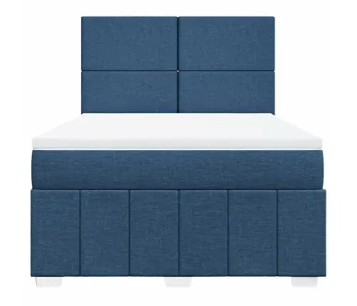 Atsperu Gulta Ar Matraci, Zils Audums, 140X190 Cm Vidaxl