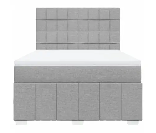 Atsperu Gulta Ar Matraci, Gaiši Pelēka Audums, 140X190 Cm Vidaxl